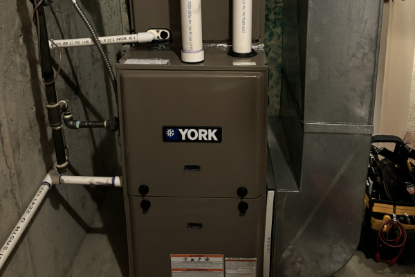 York gas furnace installed with residential ductwork